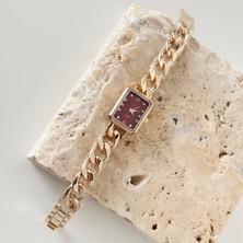 Vesce Atelier Zincir Kordon Gold Saat Bordo