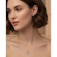 Keskin Gümüş Gümüş Kelebek Zarif Tasarim  Kadin Set Yılbaşı Yeni Yıl Hediye