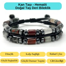 UltraMint Doğal Kan Taşı ve Hematit Makrome Erkek Bileklik, Şıklık ve Enerji