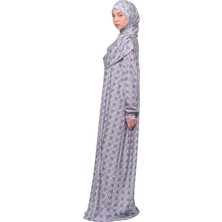 Altobeh Pratik Tek Parça Güneş Desenli Kollu Tak Çıkar Başörtülü Likralı Tesettür Namaz Elbisesi 990 0326