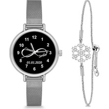 Kadın Kol Saati Kişiye Özel Rose Gold Saat Kartane Bileklik Hediyeli, Sevgililer Günü Hediyesi