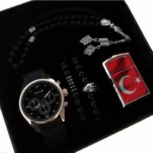 Erkek Hediye Seti Erkeğe Hediye Saat Seti Doğum Günü Hediyesi Tespih Bileklik Çakmak Kol Saati Erkek Saat Kombini Sevgililer Günü Hediyesi