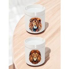 Aslan Temalı 2'li Küllük Seti Dış Mekan Kullanımı Için Uygun