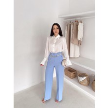 Vuntal Volan Kol Detaylı Saten Gömlek