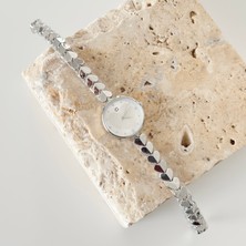 Vesce Atelier Kalp Kordon Gümüş Saat Beyaz