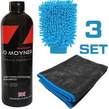 Jo Moyner Araç Yıkama 3'lü Seti-Araç Yıkama Şampuanı,araç Kurulama Havlusu,araç Yıkama Eldiveni-30 Yıkama