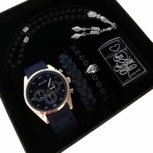 Sevgiliye Hediye Erkek Saat Seti Erkek Kol Saati Çakmak Bileklik Tesbih Hediye Seti Doğum Günü Hediyesi