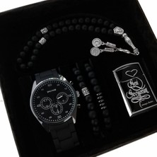 Sevgiliye Hediye Erkek Saat Seti Erkek Kol Saati Çakmak Bileklik Tesbih Hediye Seti Doğum Günü Hediyesi