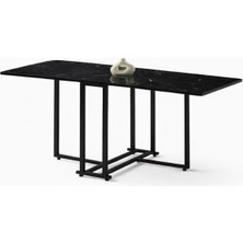 Portatif Katlanır Yemek Masası – Siyah Tabla – Metal Ayaklı