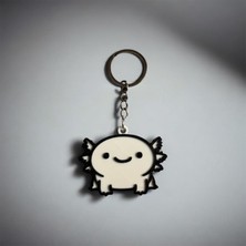 Portal 3d Port.al 3D Tasarım Gülümseyen Axolotl (Semender) Figürlü Anahtarlık - Beyaz - Pla