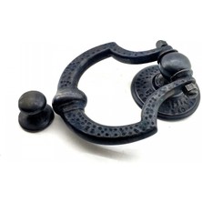 Marsilyan Antika Tarz Dekoratif Pirinç Dövme Kapı Tokmağı, Taktak - 150X105 Mm, Oksit