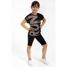 Rolypoly Kız Çocuk Siyah Bermuda Takım