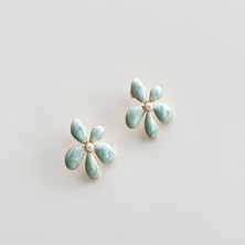 Vesce Atelier Mint Yeşili Çiçek Mineli Küpe