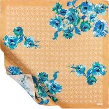 Ipekevi Şakayık Monogram Tivil Ipek Eşarp 01205-GOLD