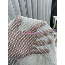 Perdecity Çizgili Simli Ponponlu Tül Perde 1x2,5 Sık Pile Ütü Istemez Her Odaya Uygun