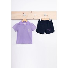U.S. Polo Assn. Classic Lila Kız Bebek Yakalı Takım