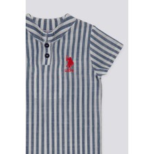 U.S. Polo Assn. Natural Weaving Mavi Çizgili Bebek Hakim Yaka T-shirt Takım