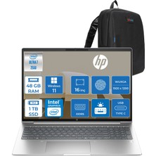 Hp Probook 4 G1I Intel Ultra7 255U 48GB Ddr5 1tb SSD 16INCH Intel® Grafik Gpu Wuxga (1920X1200) IPS 300NIT WIN11PRO Taşınabilir Bilgisayar D21P2ETP18+ZETTAÇANTA