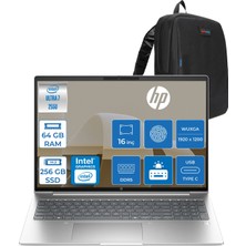 Hp Probook 4 G1I Intel Ultra7 255U 64GB Ddr5 256GB SSD 16INCH Intel® Grafik Gpu Wuxga (1920X1200) IPS 300NIT Freedos Taşınabilir Bilgisayar D21P2ETF21+ZETTAÇANTA