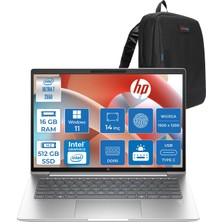 Hp Probook 4 G1I Intel Ultra7 255U 16GB Ddr5 512GB SSD 14 Inch Intel® Grafik Gpu Wuxga (1920X1200) IPS 300NIT WIN11HOME Taşınabilir Bilgisayar D21PDETH02+ZETTAÇANTA