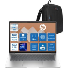 Hp Probook 4 G1I Intel Ultra7 255H 96GB Ddr5 2tb SSD 14 Inch Intel® Arc™ 140T Gpu Wuxga (1920X1200) IPS 300NIT WIN11PRO Taşınabilir Bilgisayar D21P9ETP34+ZETTAÇANTA