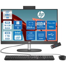 Hp Proone 240 G10 Intel® Core™ Ultra 7 155U 4,8 Ghz 16GB Ddr5 1tb SSD 23.8" Fhd (1920 x 1080), Ips,wled 250 Nits WIN11PRO Siyah Allınone Bilgisayar D1BC2ETP03+ZETTAUSBBELLEK