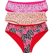 Miray Life Pamuklu Geniş Kenarlı Likralı Desenli Bato Kadın Külot 3'lü Paket Set3