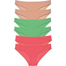 Miray Life 6 Adet Süper Eko Set Likralı Kadın Slip Külot Ten Yeşil Fuşya