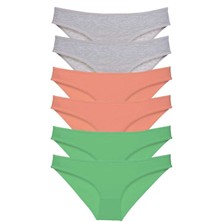 Miray Life 6 Adet Süper Eko Set Likralı Kadın Slip Külot Gri Pudra Yeşil