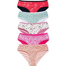 Miray Life Pamuklu Geniş Kenarlı Likralı Desenli Bato Kadın Külot 5'li Paket Set 2