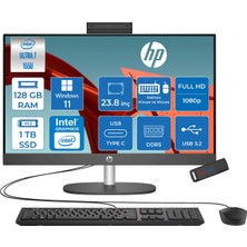 Hp Proone 240 G10 Intel® Core™ Ultra 7 155U 4,8 Ghz 128GB Ddr5 1tb SSD 23.8" Fhd (1920 x 1080), Ips,wled 250 Nits WIN11PRO Siyah Allınone Bilgisayar D1BC2ETP38+ZETTAUSBBELLEK