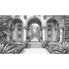 Arterior Wallpaper Sütunlar Çiçekler Desenler 14 Poster Duvar Kağıdı