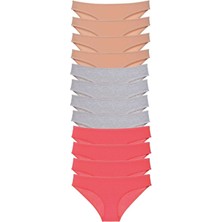 Miray Life 12 Adet Süper Eko Set Likralı Kadın Slip Külot Ten Gri Fuşya