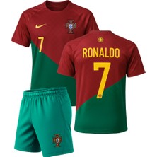 Denapcal Ronaldo Portekiz 2022 Dünya Kupası Çocuk Futbol Forma Seti(Forma,şortve Çorap)