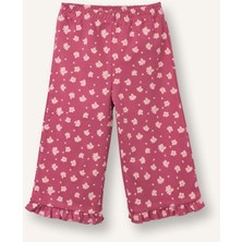 DeFacto %100 Pamuk Wide Leg Fırfırlı Çiçekli Pantolon Kız Bebek G9387A526SP