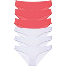 Miray Life 6 Adet Eko Set Likralı Kadın Slip Külot Fuşya Beyaz