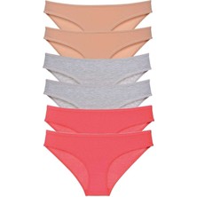 Miray Life 6 Adet Süper Eko Set Likralı Kadın Slip Külot Ten Gri Fuşya