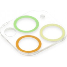 Marsilyan iPhone 11 Pro Renkli Kamera Lens Koruma Cam - Sarı-Turuncu