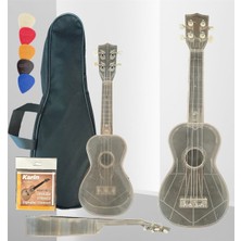 Şeffaf Soprano Ukulele Çanta ve Pena ile Set