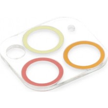 Marsilyan iPhone 11 Pro Renkli Kamera Lens Koruma Cam - Turuncu-Kırmızı