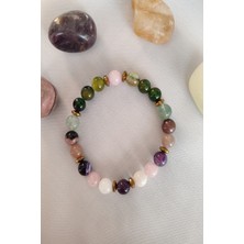 UltraMint Doğal Taş Bileklik Seti: Mor Akik, Ay Taşı, Ametist, Güneş Taşı, Rodonit