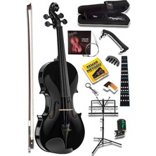 Full Siyah Keman Seti 4/4 Nota Sehpası ve Aksesuarları