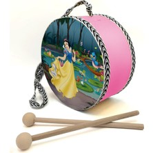 Pembe Pamuk Prenses Baskılı Gerçek Deri Çocuk Davulu 1-5 Yaş