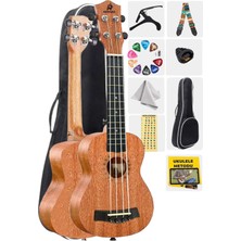 Renkli Soprano Ukulele Seti Çanta Capo Askı ve Pena ile Keyifli Müzik