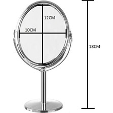 ForWhat Büro Ev Ofis Makyaj Masası Için 10X18CM 360 Dönen Oval Krom Oval Çif Taraflı Ayaklı Büyüteçli Ayna