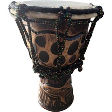 El Işi Tik Ağacı Oyma Desenli Deri Darbuka 20 Cm, Geleneksel Müzik Enstrümanı