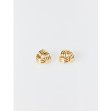 Jimmy Key Altın Rengi Burgu Formlu Parlak Küpe