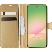 Microsonic Samsung Galaxy A57 Kılıf Delux Leather Wallet Gold