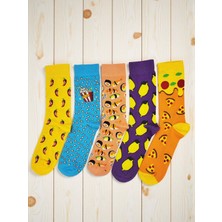 G Socks Rengarenk Yiyecek Desenli 5'li Renkli Çorap Seti