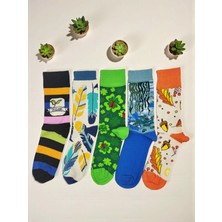 G Socks 5'li Çiçek, Yaprak ve Sarmaşık Desenli Renkli Kadın Çorap Seti